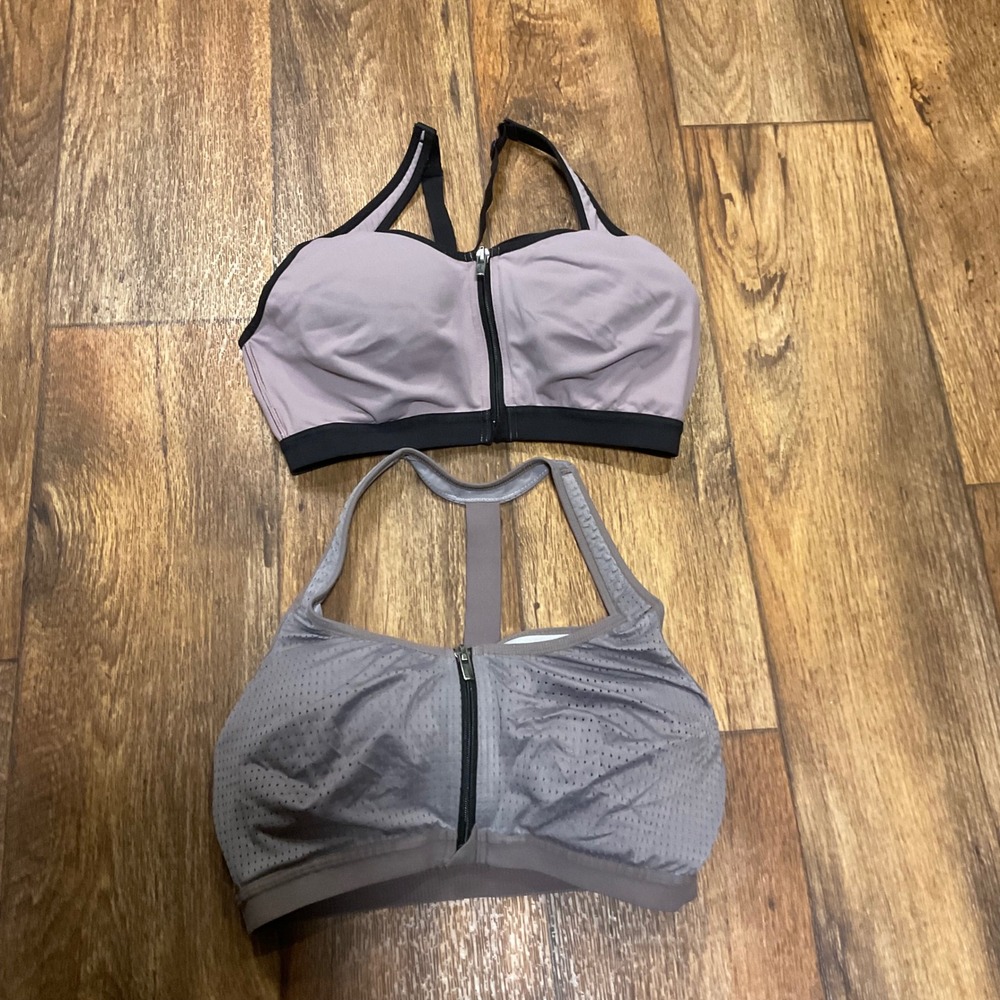 Victoria Sport Knockout 34D Sports Bra 2pc Workout Front Clasp Zip Womens